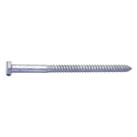 Midwest Fastener Lag Screw, 1/4 in, 4-1/2 in, Steel, Hot Dipped Galvanized Hex Hex Drive, 100 PK 05562